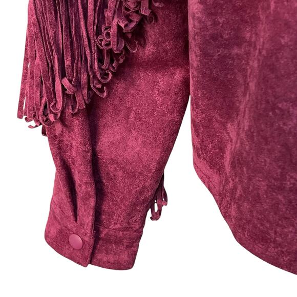 Blank NYC Free People XS Twist Shout Vegan Leather Suede Jacket Pink Fringe NWT - Picture 5 of 16